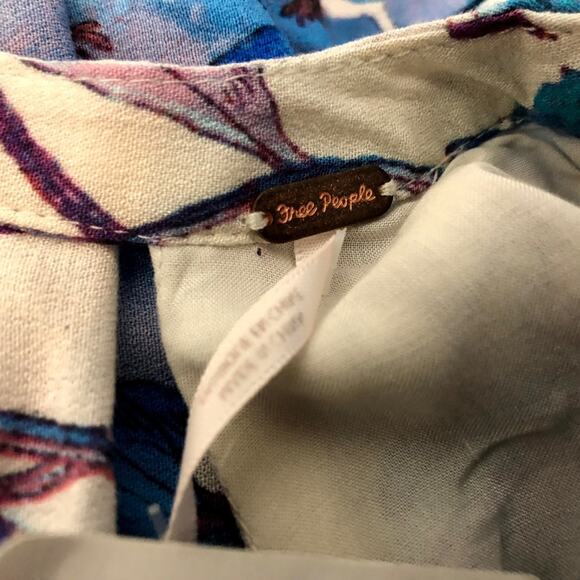 Free People 8 NWT Womens Blue White Floral Print Tegan Pleated Dress - Picture 6 of 7